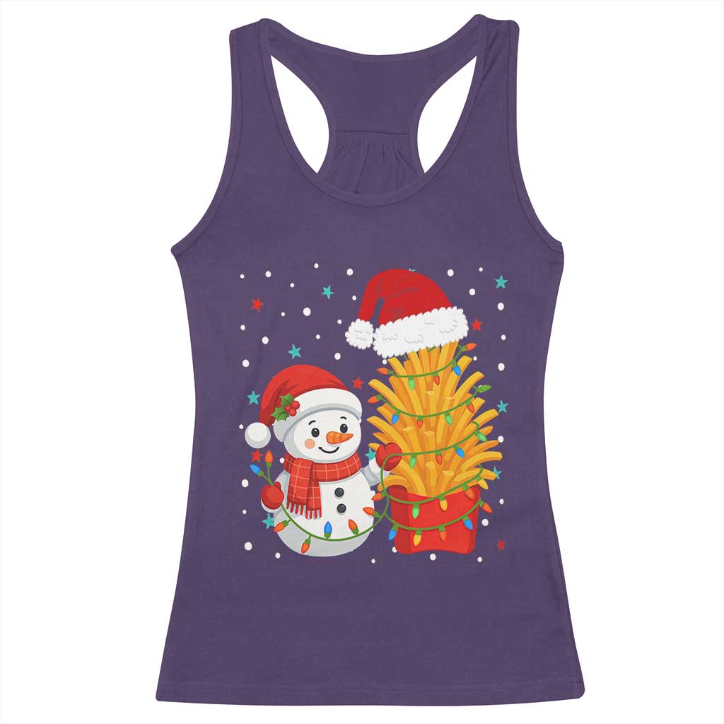 Funny Snowman Decorating French Fries Racerback Tank Top Christmas Gift - Wonder Print Shop