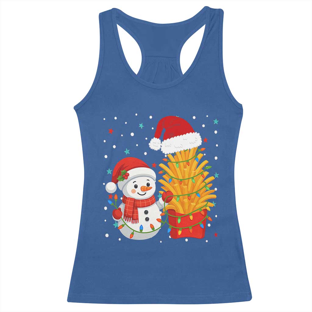 Funny Snowman Decorating French Fries Racerback Tank Top Christmas Gift - Wonder Print Shop
