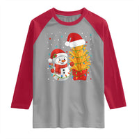 Funny Snowman Decorating French Fries Raglan Shirt Christmas Gift - Wonder Print Shop