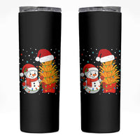 Funny Snowman Decorating French Fries Skinny Tumbler Christmas Gift