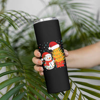Funny Snowman Decorating French Fries Skinny Tumbler Christmas Gift
