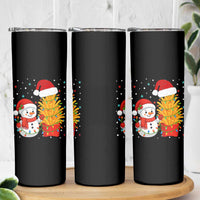 Funny Snowman Decorating French Fries Skinny Tumbler Christmas Gift