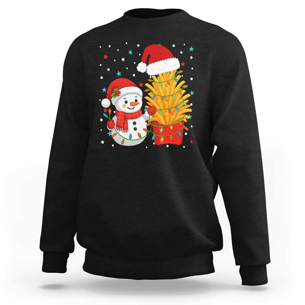 Funny Snowman Decorating French Fries Sweatshirt Christmas Gift - Wonder Print Shop