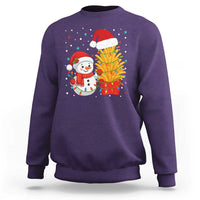 Funny Snowman Decorating French Fries Sweatshirt Christmas Gift - Wonder Print Shop