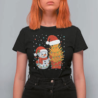 Funny Snowman Decorating French Fries T Shirt For Women Christmas Gift - Wonder Print Shop