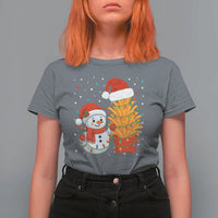 Funny Snowman Decorating French Fries T Shirt For Women Christmas Gift - Wonder Print Shop