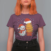 Funny Snowman Decorating French Fries T Shirt For Women Christmas Gift - Wonder Print Shop