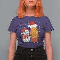 Funny Snowman Decorating French Fries T Shirt For Women Christmas Gift - Wonder Print Shop