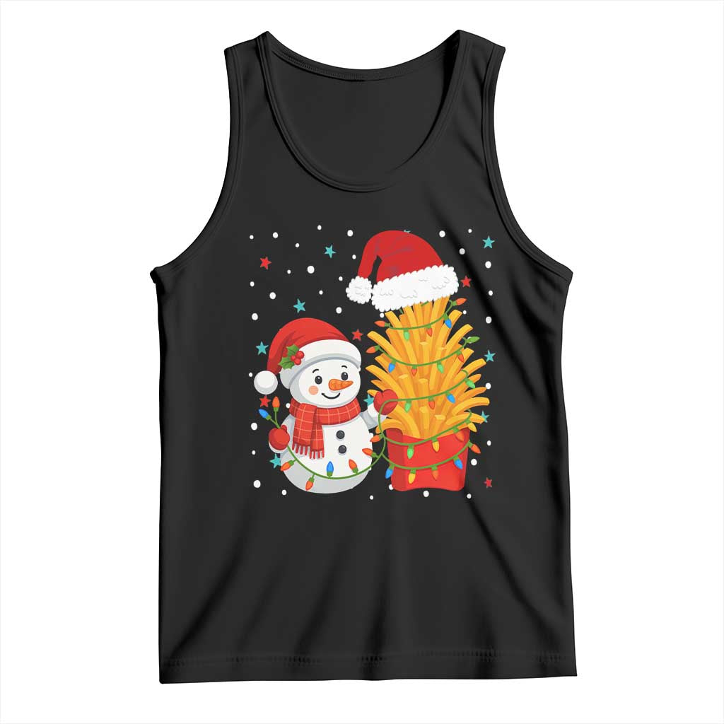 Funny Snowman Decorating French Fries Tank Top Christmas Gift - Wonder Print Shop