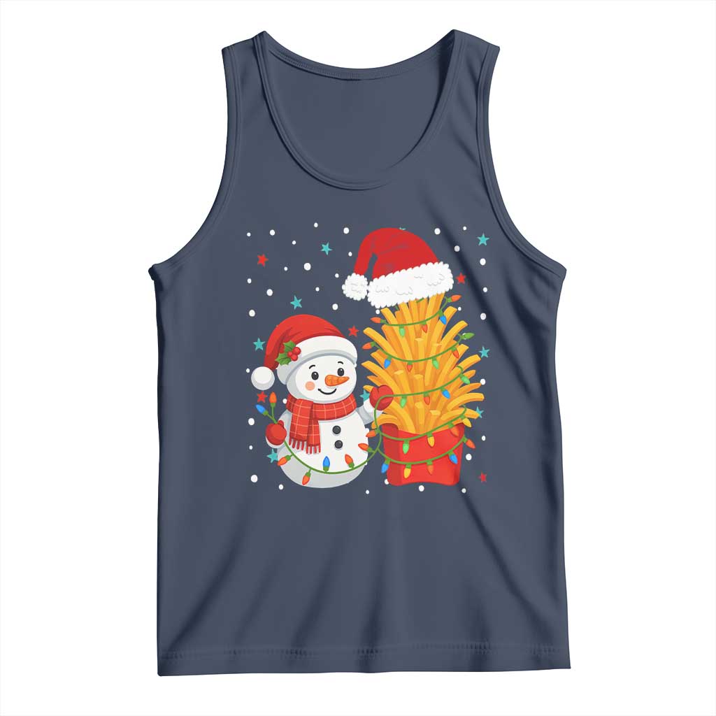 Funny Snowman Decorating French Fries Tank Top Christmas Gift - Wonder Print Shop