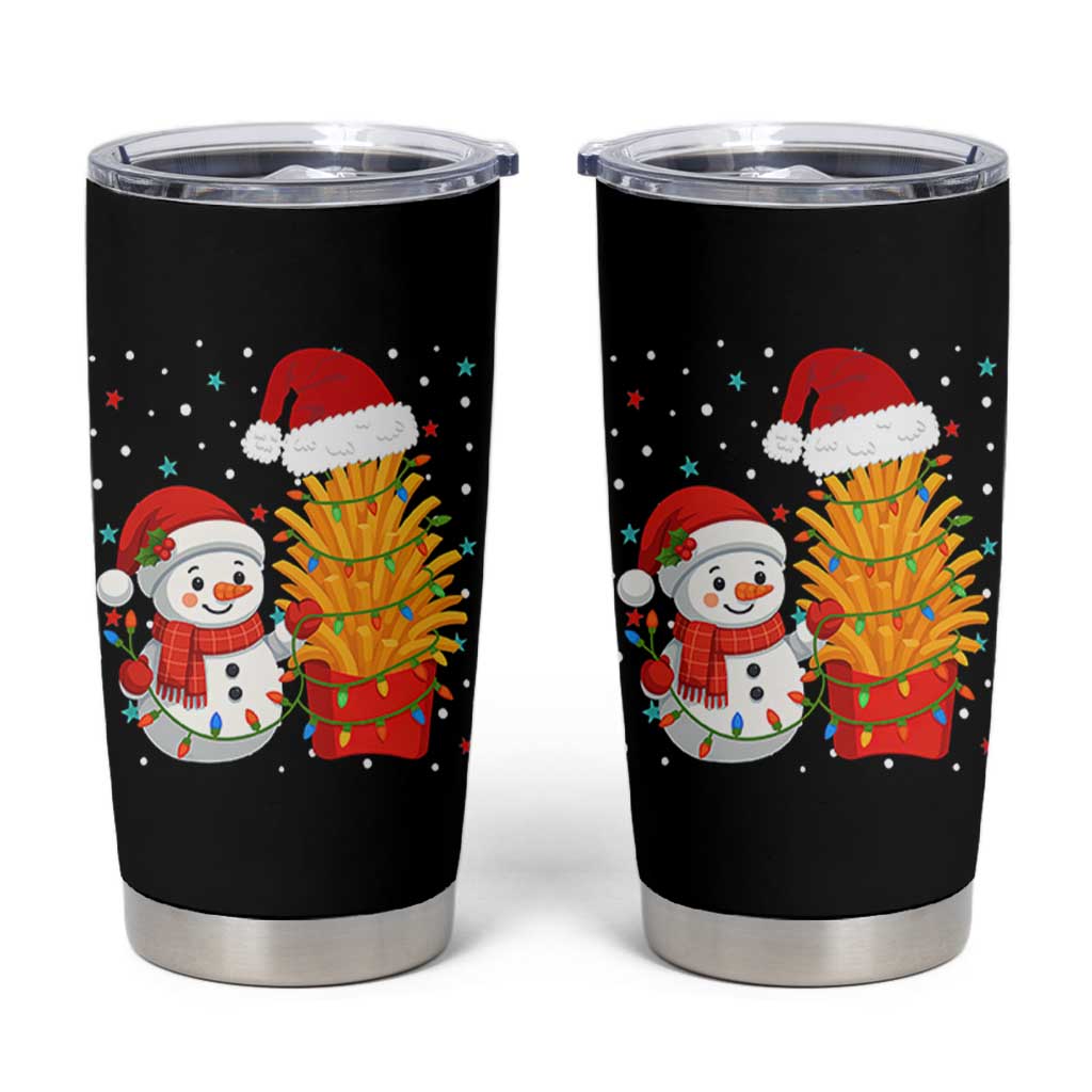 Funny Snowman Decorating French Fries Tumbler Cup Christmas Gift