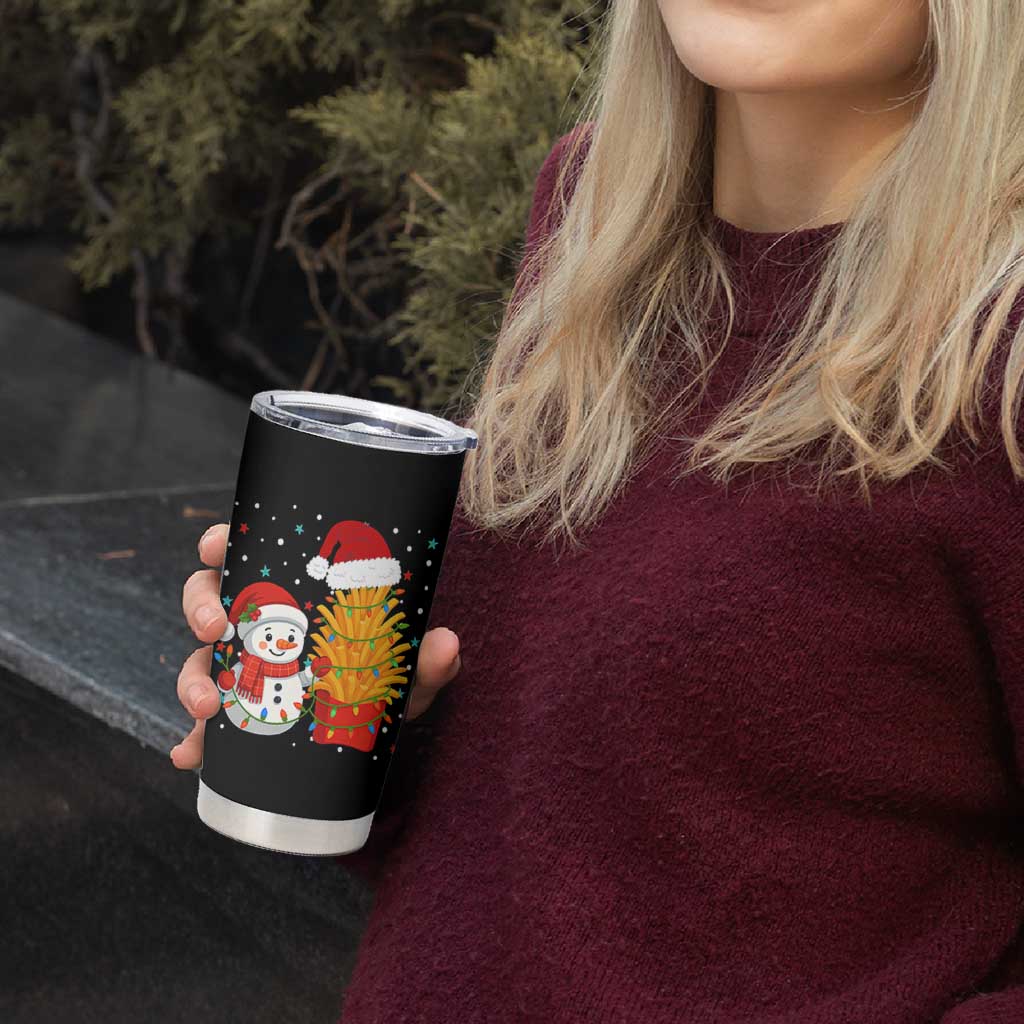 Funny Snowman Decorating French Fries Tumbler Cup Christmas Gift