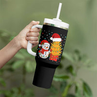 Funny Snowman Decorating French Fries Tumbler With Handle Christmas Gift