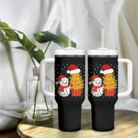 Funny Snowman Decorating French Fries Tumbler With Handle Christmas Gift
