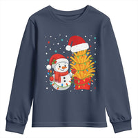 Funny Snowman Decorating French Fries Youth Sweatshirt Christmas Gift - Wonder Print Shop