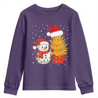 Funny Snowman Decorating French Fries Youth Sweatshirt Christmas Gift - Wonder Print Shop
