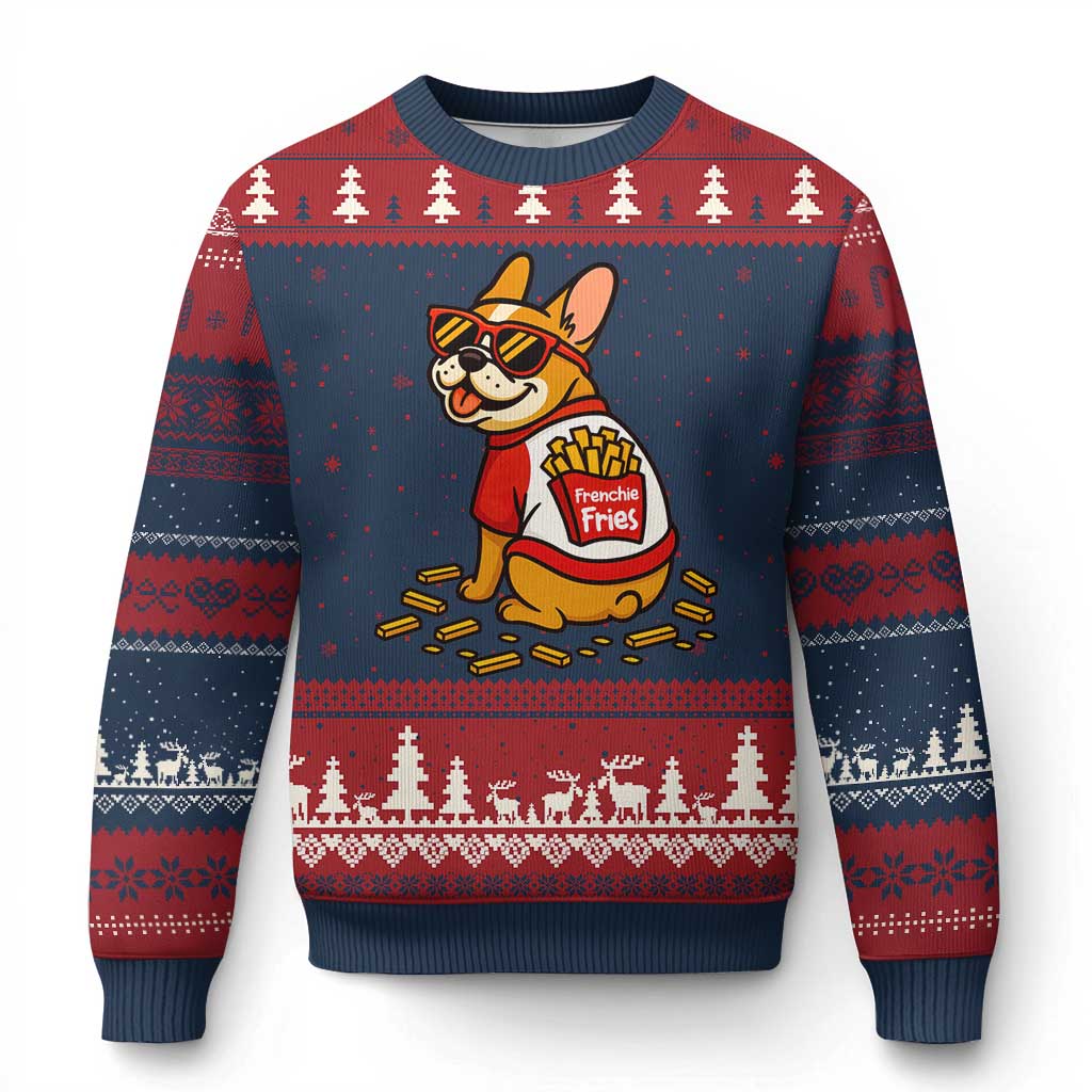 Frenchie Fries Ugly Christmas Sweater Funny French Bulldog Lover Gift - Wonder Print Shop