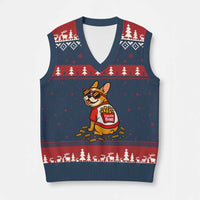 Frenchie Fries V-Neck Knit Sweater Vest Funny French Bulldog Lover Gift - Wonder Print Shop