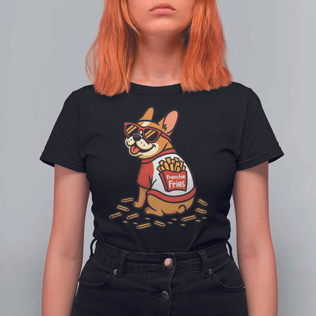 Frenchie Fries T Shirt For Women Funny French Bulldog Lover Gift - Wonder Print Shop