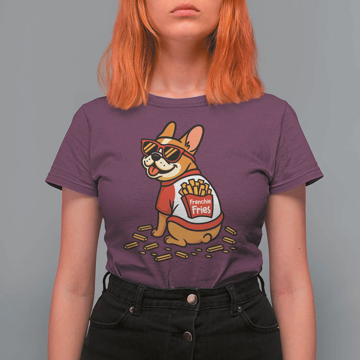 Frenchie Fries T Shirt For Women Funny French Bulldog Lover Gift - Wonder Print Shop