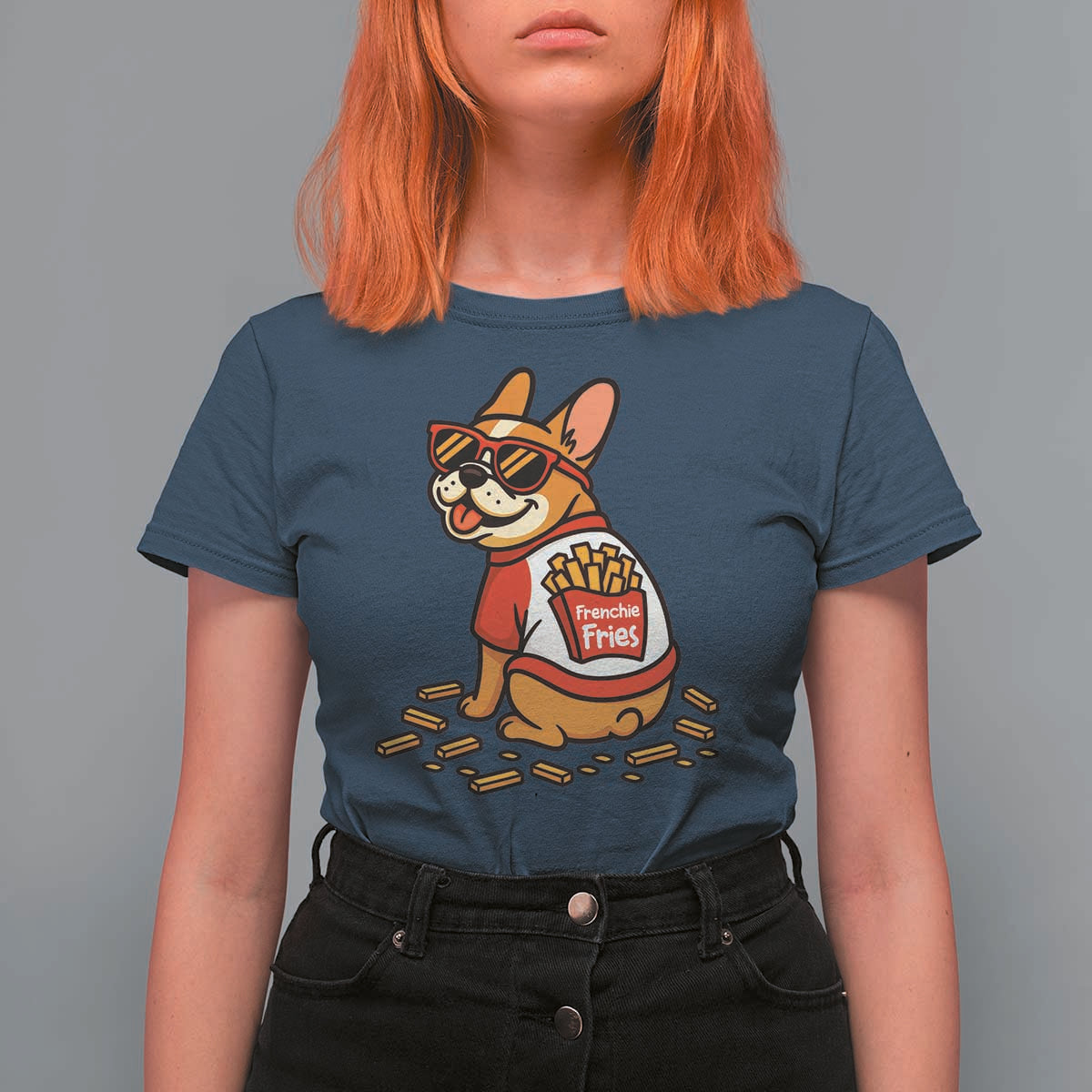 Frenchie Fries T Shirt For Women Funny French Bulldog Lover Gift - Wonder Print Shop