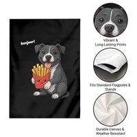 Funny Bonjour French Fries Garden Flag Pitbull Dog Gift - Wonder Print Shop