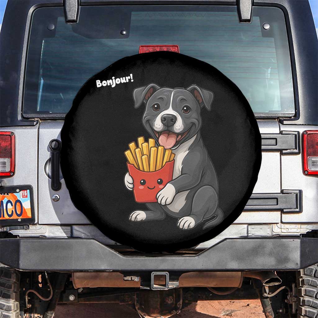 Funny Bonjour French Fries Spare Tire Cover Pitbull Dog Gift - Wonder Print Shop