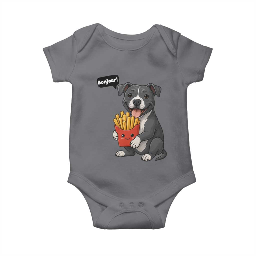 Funny Bonjour French Fries Baby Onesie Pitbull Dog Gift - Wonder Print Shop