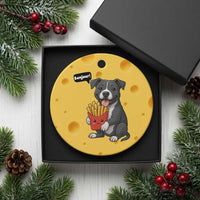 Funny Bonjour French Fries Ceramic Ornament Pitbull Dog Gift - Wonder Print Shop