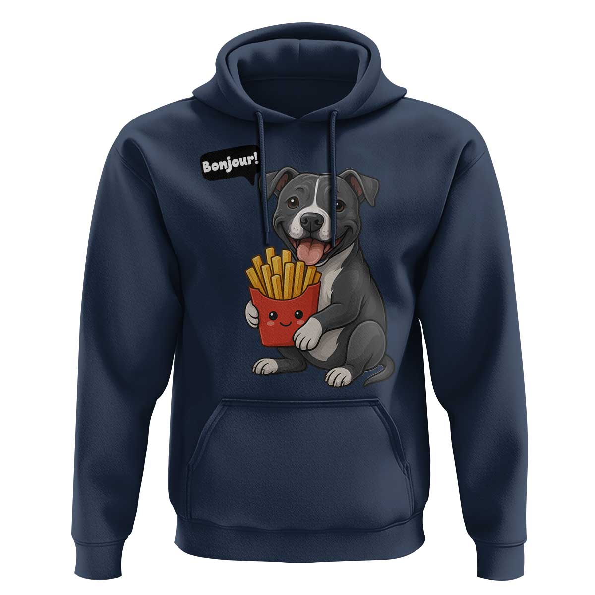 Funny Bonjour French Fries Hoodie Pitbull Dog Gift - Wonder Print Shop
