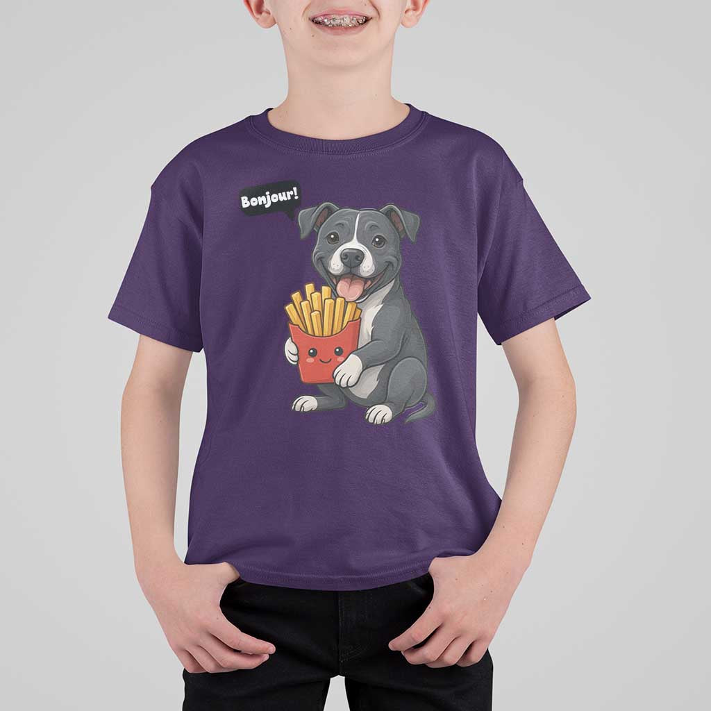 Funny Bonjour French Fries T Shirt For Kid Pitbull Dog Gift - Wonder Print Shop