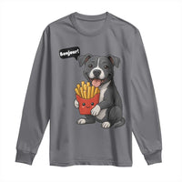 Funny Bonjour French Fries Long Sleeve Shirt Pitbull Dog Gift - Wonder Print Shop
