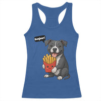 Funny Bonjour French Fries Racerback Tank Top Pitbull Dog Gift - Wonder Print Shop