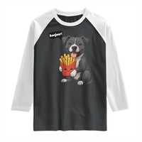 Funny Bonjour French Fries Raglan Shirt Pitbull Dog Gift - Wonder Print Shop
