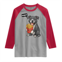Funny Bonjour French Fries Raglan Shirt Pitbull Dog Gift - Wonder Print Shop