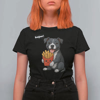 Funny Bonjour French Fries T Shirt For Women Pitbull Dog Gift - Wonder Print Shop