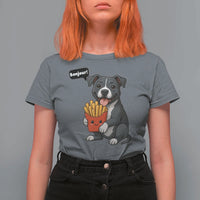 Funny Bonjour French Fries T Shirt For Women Pitbull Dog Gift - Wonder Print Shop
