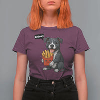 Funny Bonjour French Fries T Shirt For Women Pitbull Dog Gift - Wonder Print Shop