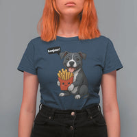 Funny Bonjour French Fries T Shirt For Women Pitbull Dog Gift - Wonder Print Shop