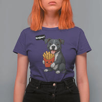 Funny Bonjour French Fries T Shirt For Women Pitbull Dog Gift - Wonder Print Shop