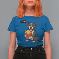 Funny Bonjour French Fries T Shirt For Women Pitbull Dog Gift - Wonder Print Shop