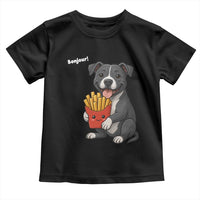 Funny Bonjour French Fries Toddler T Shirt Pitbull Dog Gift - Wonder Print Shop
