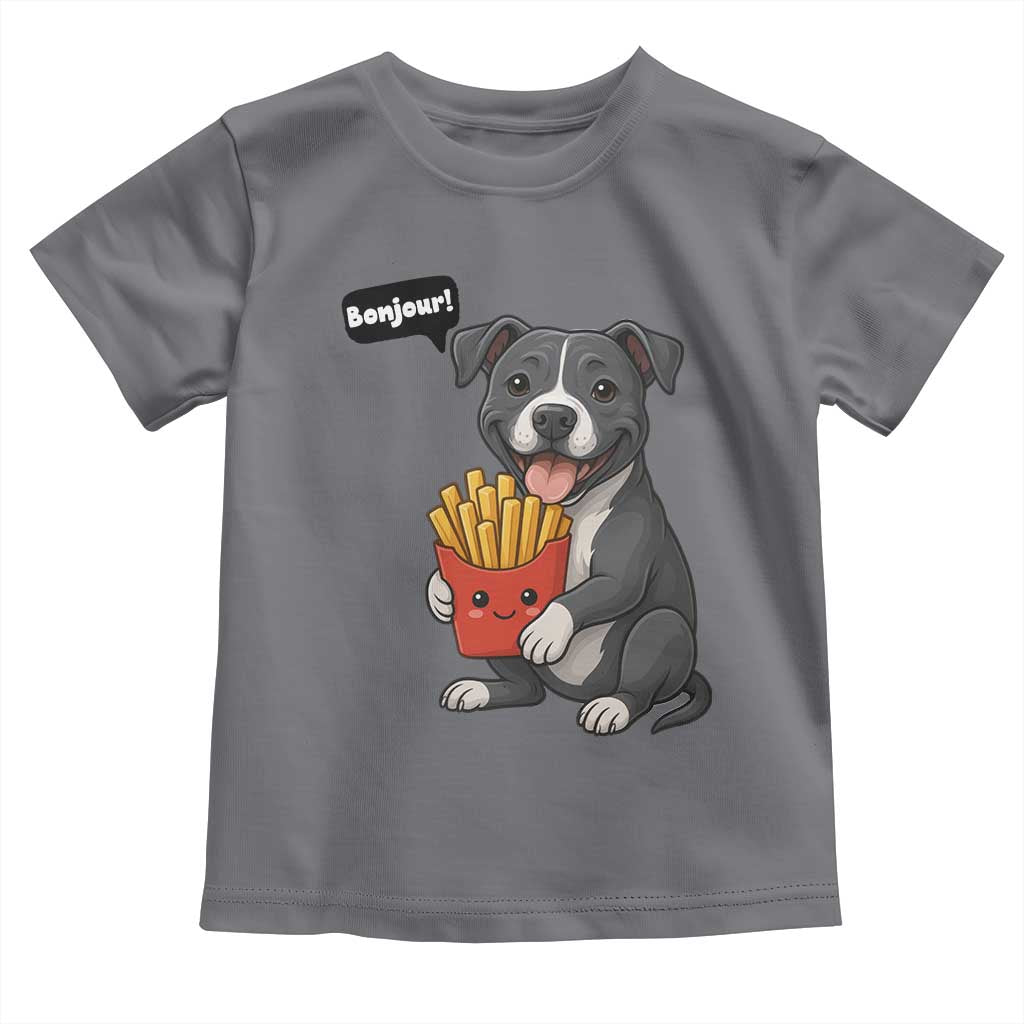 Funny Bonjour French Fries Toddler T Shirt Pitbull Dog Gift - Wonder Print Shop
