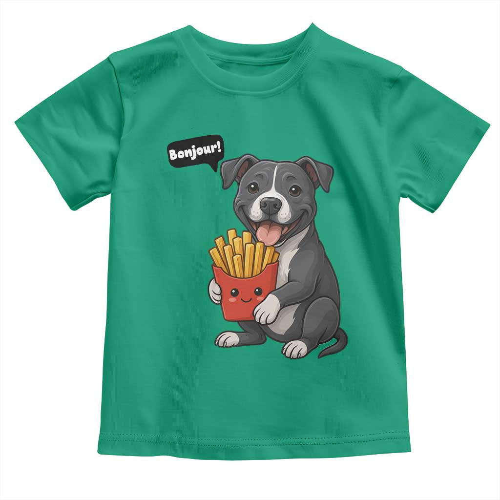 Funny Bonjour French Fries Toddler T Shirt Pitbull Dog Gift - Wonder Print Shop