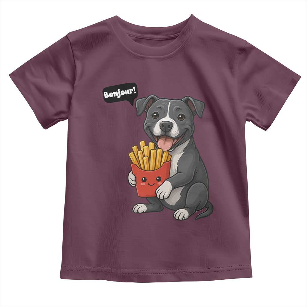 Funny Bonjour French Fries Toddler T Shirt Pitbull Dog Gift - Wonder Print Shop