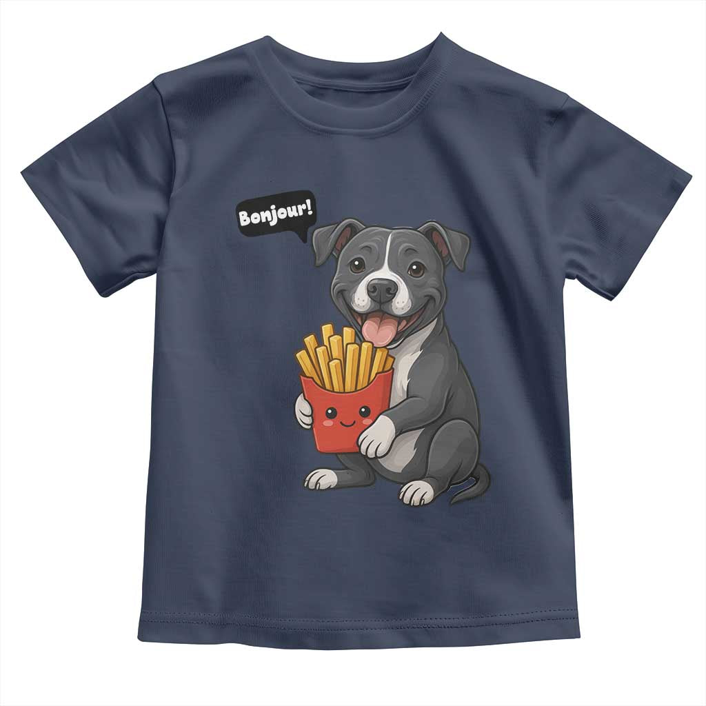 Funny Bonjour French Fries Toddler T Shirt Pitbull Dog Gift - Wonder Print Shop