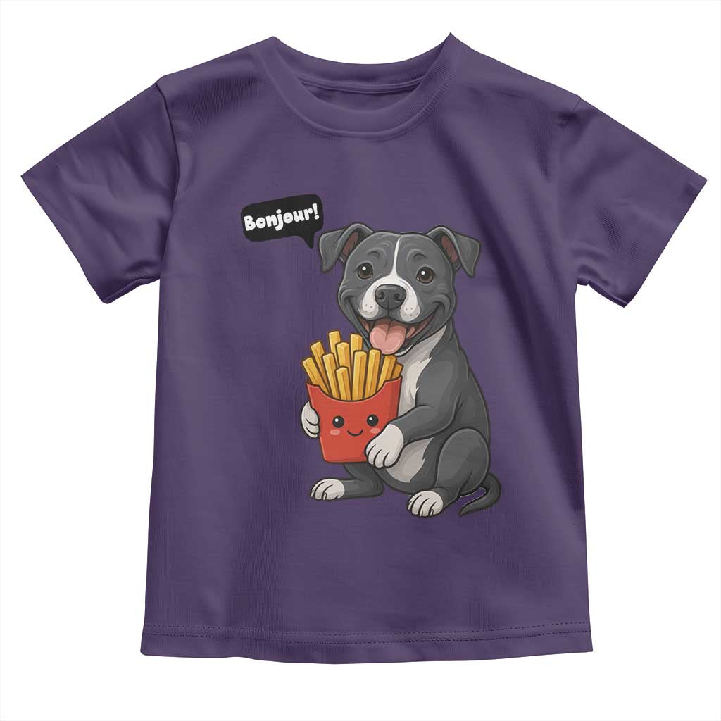 Funny Bonjour French Fries Toddler T Shirt Pitbull Dog Gift - Wonder Print Shop