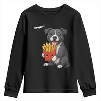 Funny Bonjour French Fries Youth Sweatshirt Pitbull Dog Gift - Wonder Print Shop