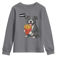 Funny Bonjour French Fries Youth Sweatshirt Pitbull Dog Gift - Wonder Print Shop