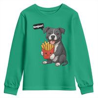 Funny Bonjour French Fries Youth Sweatshirt Pitbull Dog Gift - Wonder Print Shop
